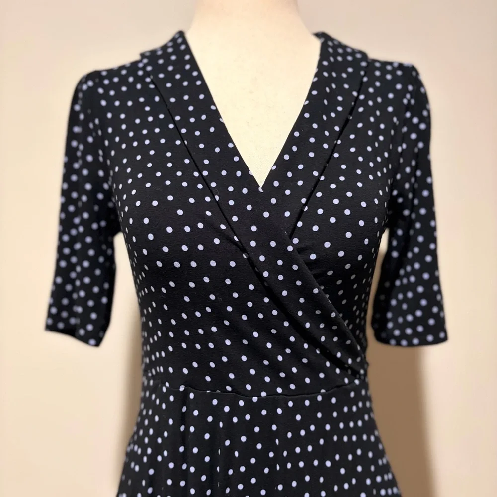 Boden Fixed Wrap Jersey Dress Scattered Polka dot - Picture 8 of 10
